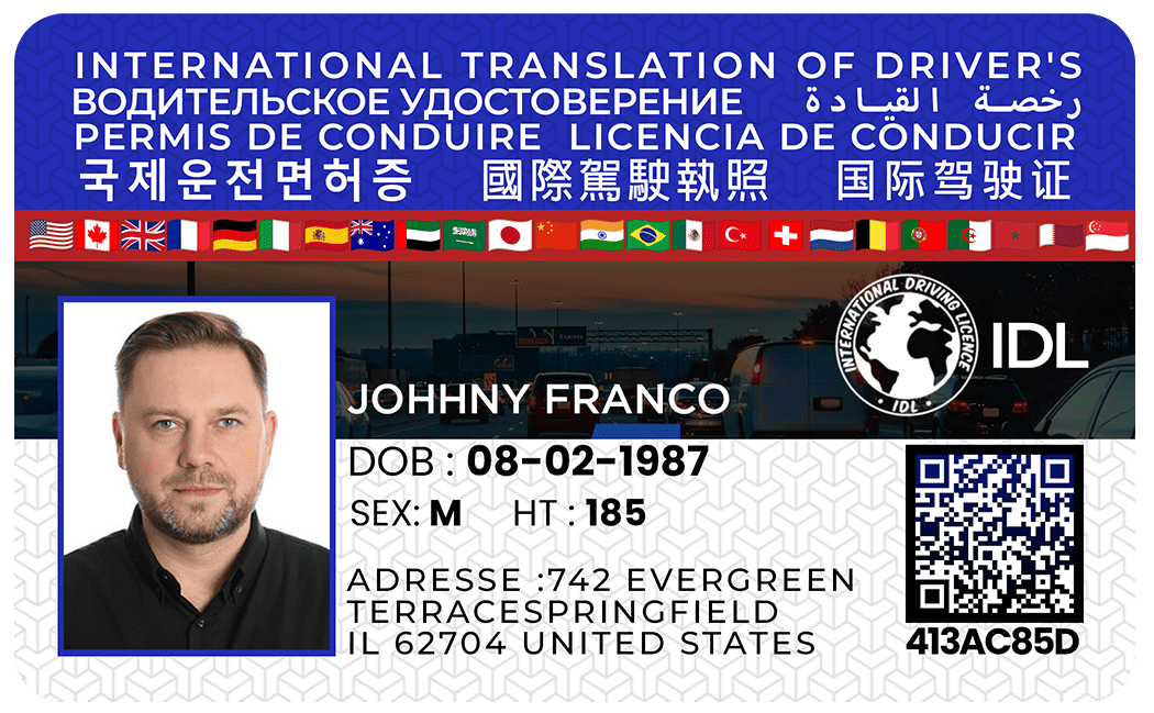 Physical International Driving Licence card example