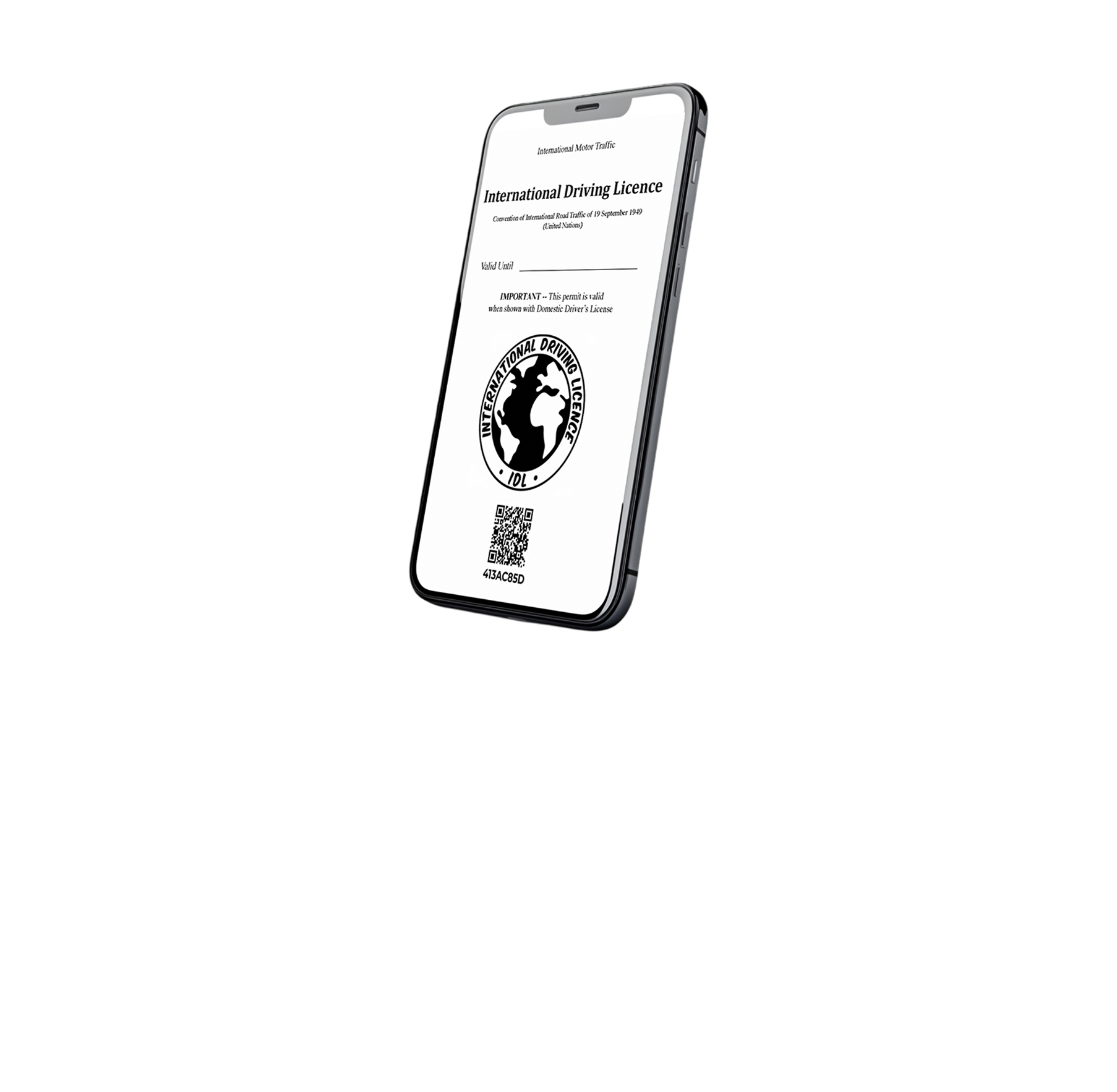 Digital International Driving Licence on smartphone