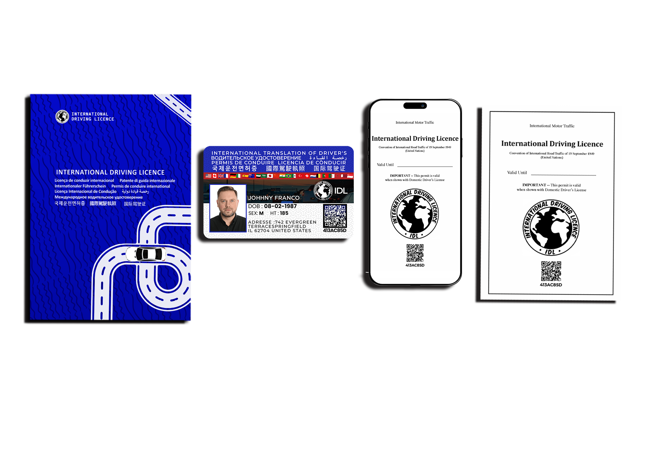 International Driving Licence physical card example